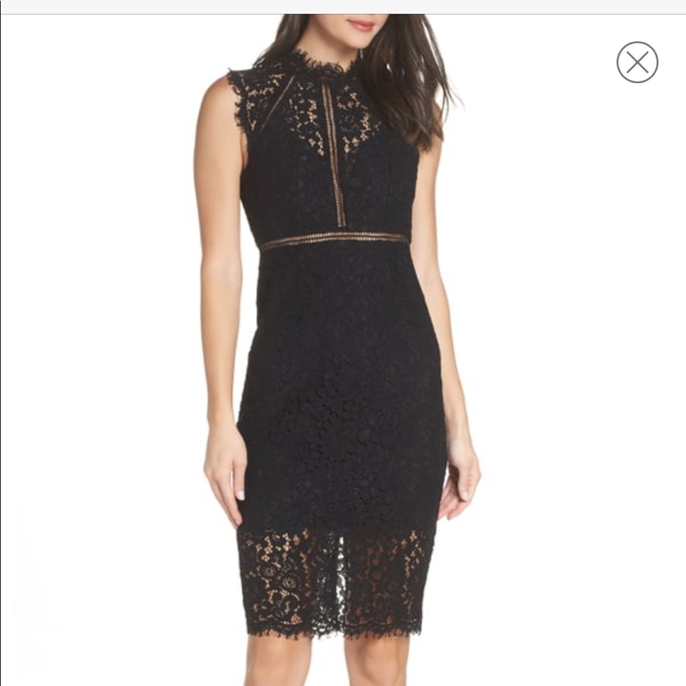 Bardot black lace dress